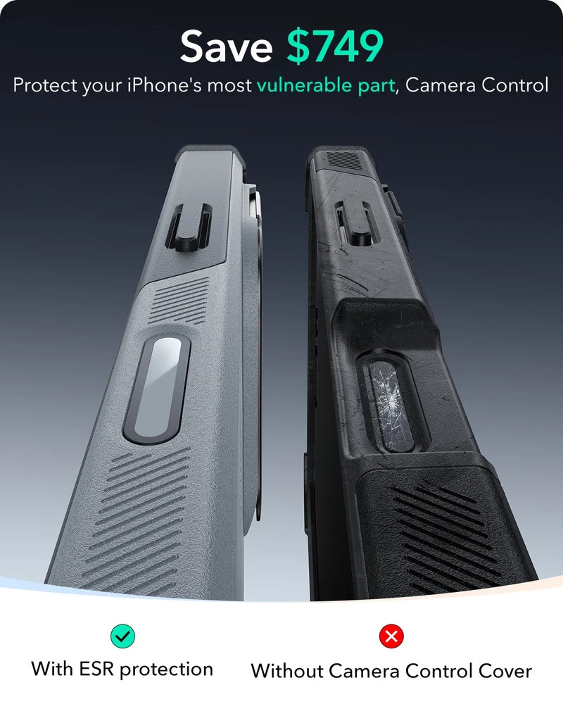 iPhone 16 Cyber Tough Magnetic Case (Camera Control, Stash Stand) - Light Grey
