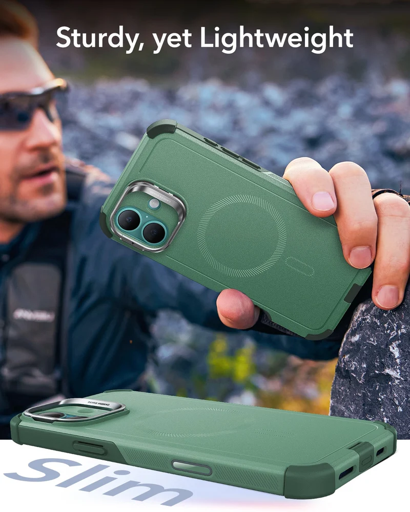 iPhone 16 Plus Cyber Tough Magnetic Case (Camera Control, Stash Stand) - Light Green