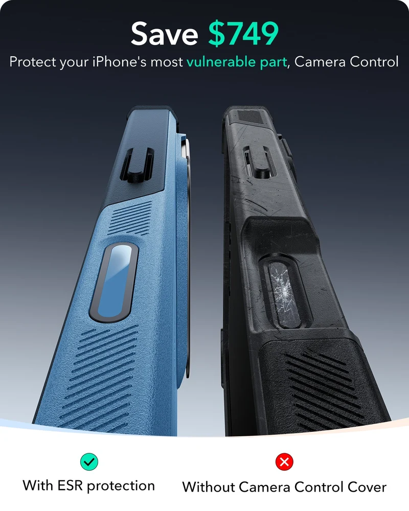 iPhone 16 Plus Cyber Tough Magnetic Case (Camera Control, Stash Stand) - Light Blue