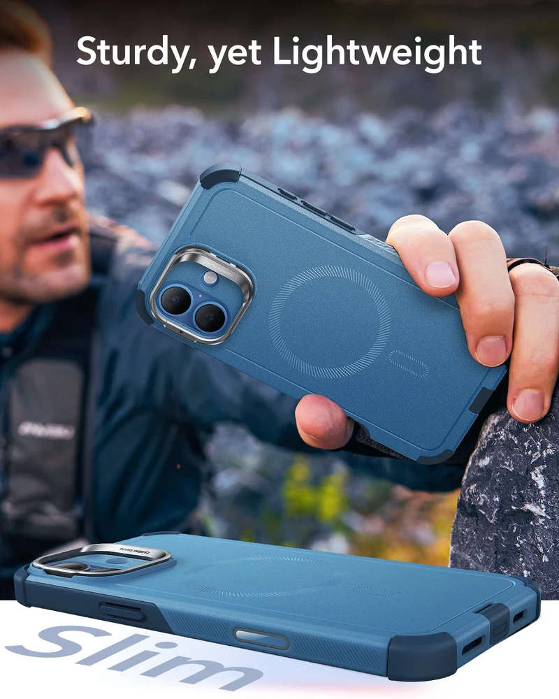 iPhone 16 Plus Cyber Tough Magnetic Case (Camera Control, Stash Stand) - Light Blue