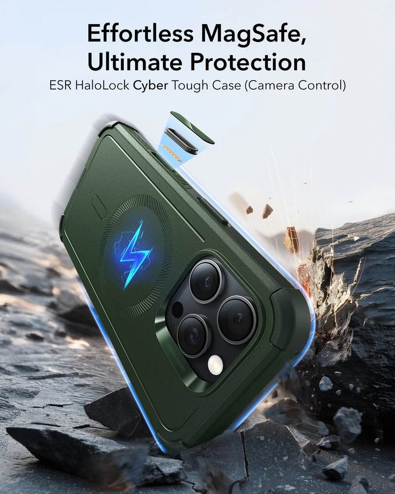 iPhone 16 Pro Cyber Tough Magnetic Case (Camera Control) - Army Green