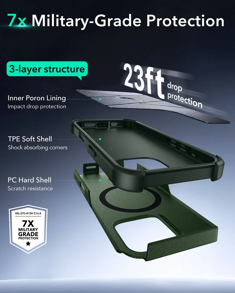 iPhone 16 Pro Cyber Tough Magnetic Case (Camera Control) - Army Green