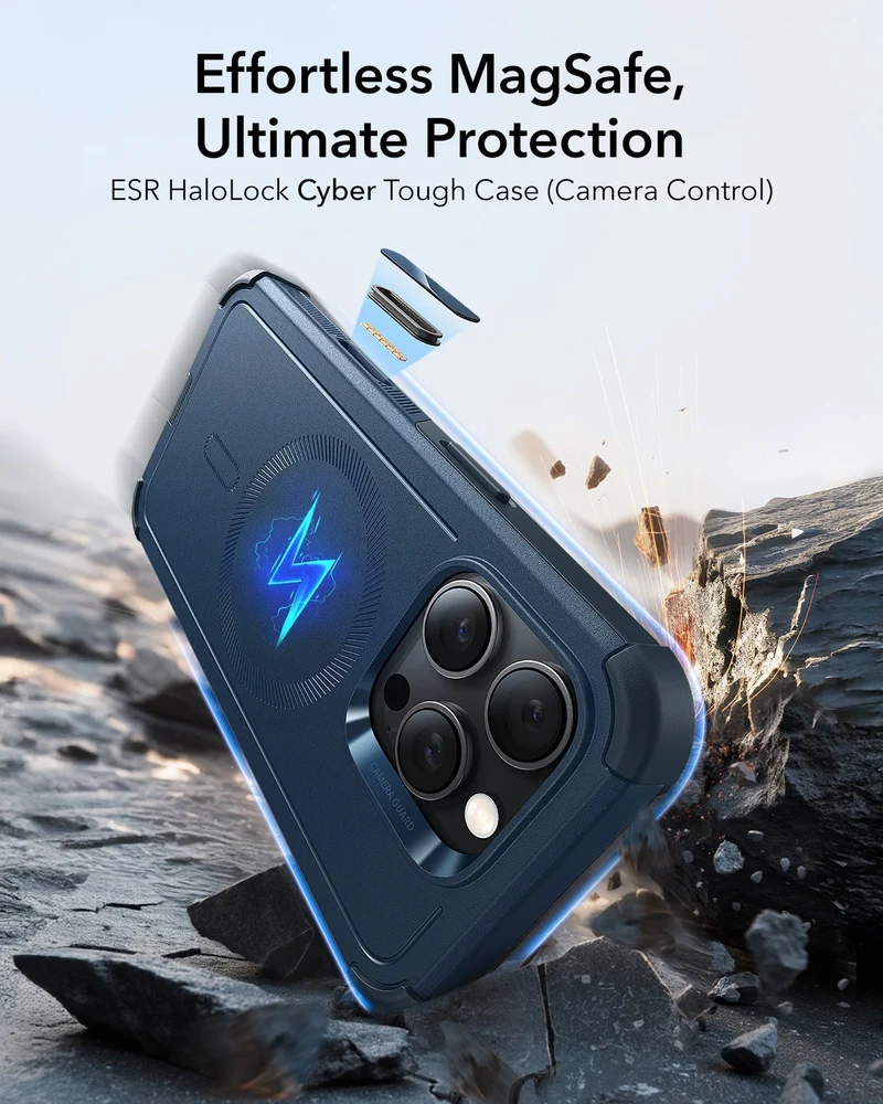 iPhone 16 Pro Cyber Tough Magnetic Case (Camera Control) - Navy Blue