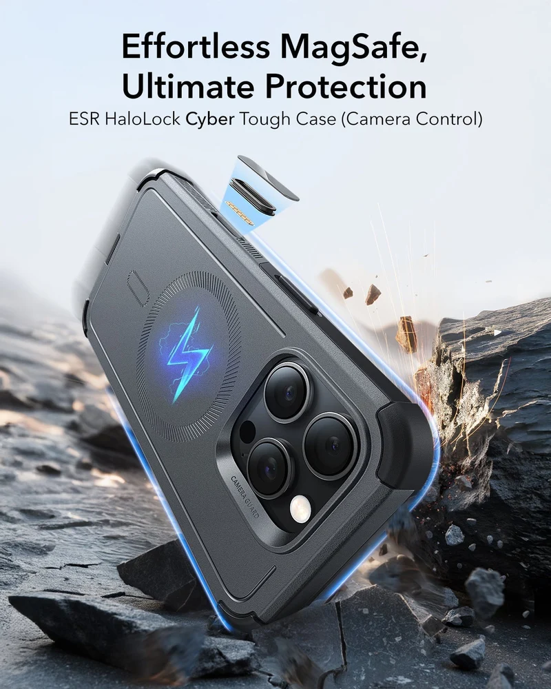 iPhone 16 Pro Cyber Tough Magnetic Case (Camera Control) - Grey
