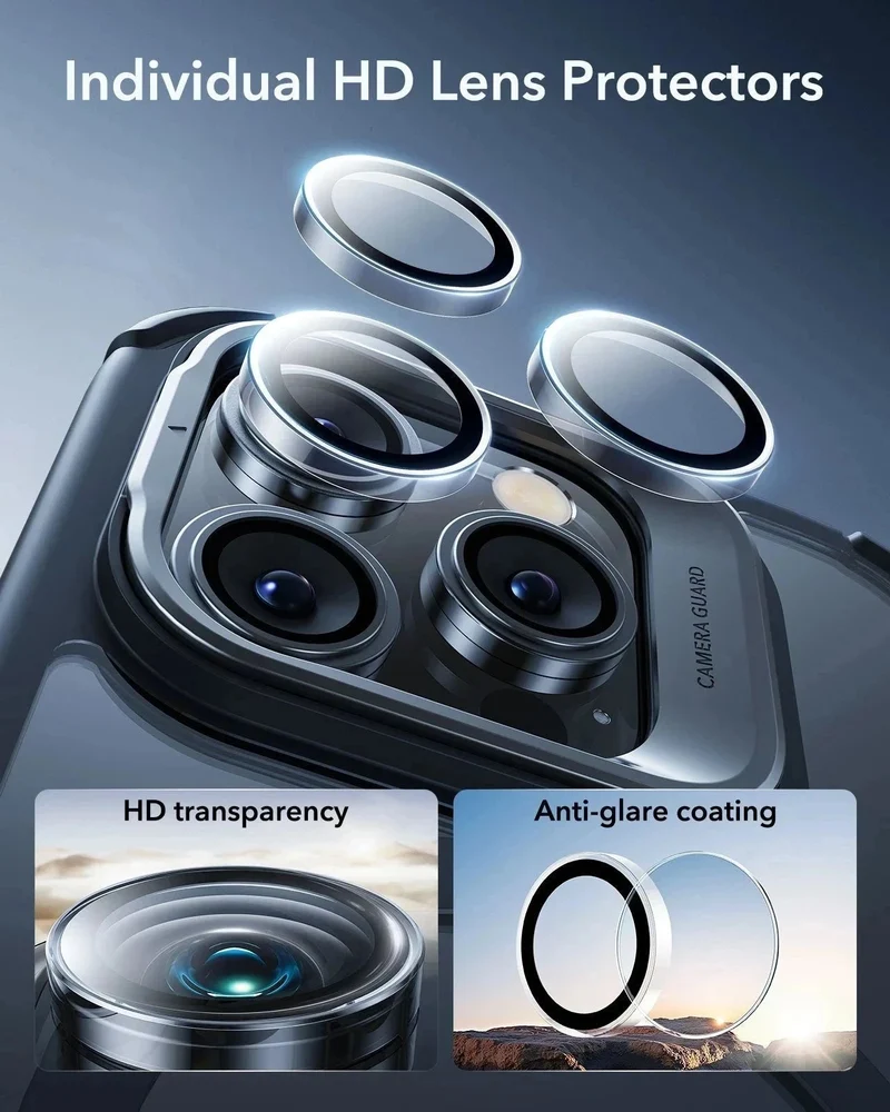 iPhone 16 Pro Armor Tough Magnetic Case (Camera Control, Stash Stand) - Clear Black