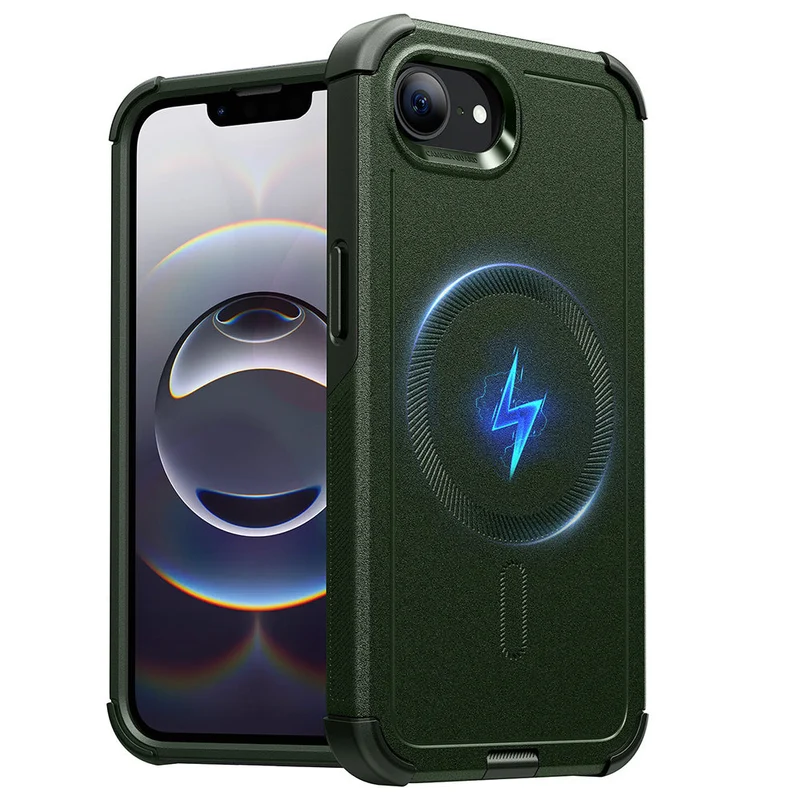 iPhone 16e HaloLock Cyber Tough Case - Dark Green
