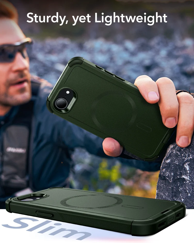 iPhone 16e HaloLock Cyber Tough Case - Dark Green