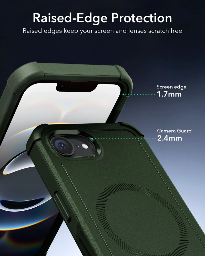 iPhone 16e HaloLock Cyber Tough Case - Dark Green