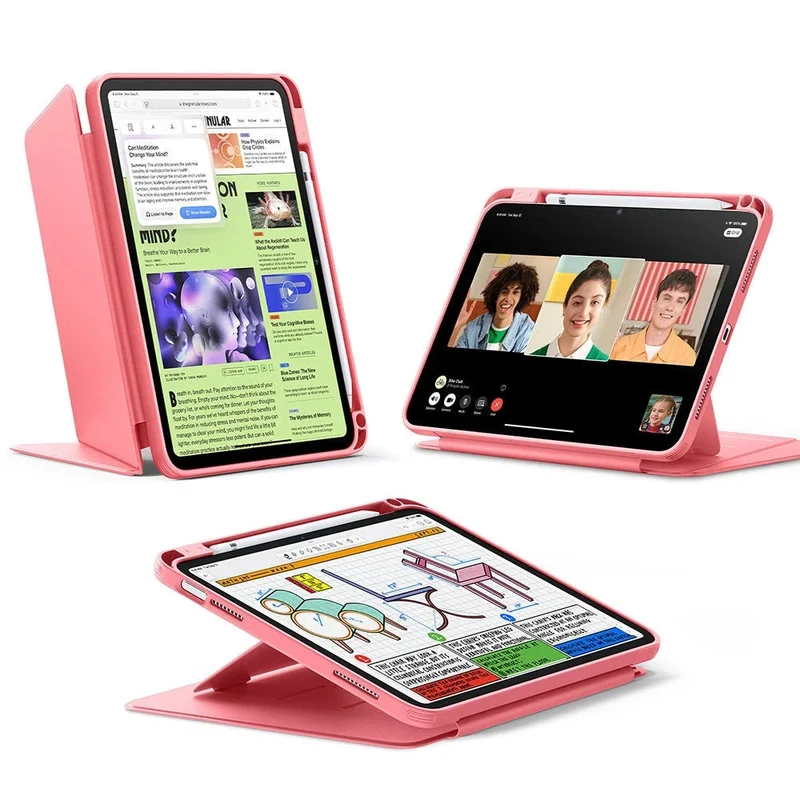 iPad 11" (A16, 2025) Flip Magnetic Case with Pencil Holder - Red