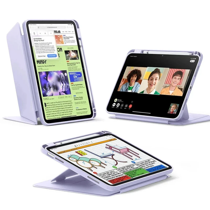 iPad 10th Generation Flip Magnetic Case with Pencil Holder - Light Purple