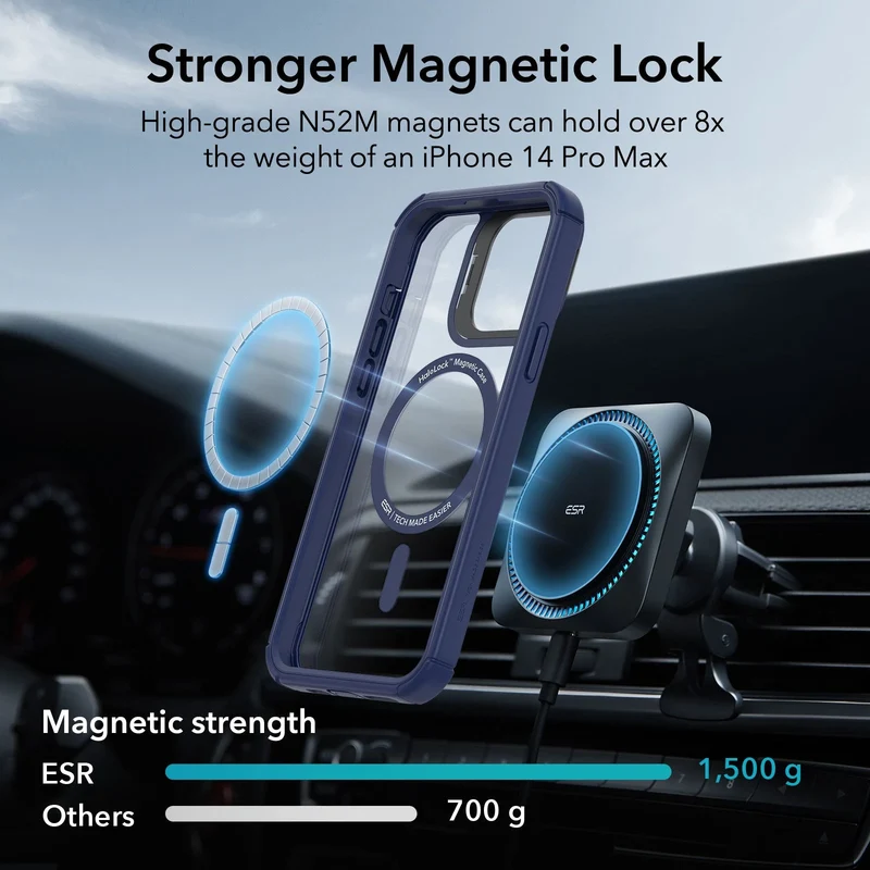 iPhone 13 Pro Max Armor Tough Case with Stash Stand (HaloLock) - Clear Blue