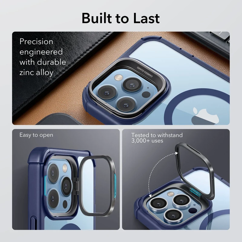 iPhone 13 Pro Max Armor Tough Case with Stash Stand (HaloLock) - Clear Blue