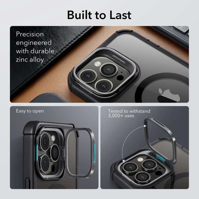 iPhone 13 Pro Max Armor Tough Case with Stash Stand (HaloLock) - Clear Black