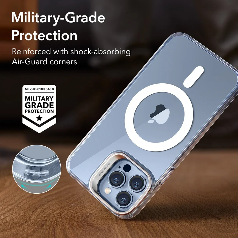 iPhone 13 Pro Max Classic Hybrid Case with Stash Stand (HaloLock) - Clear