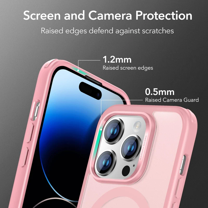 iPhone 14 Pro Max Classic Hybrid Case (HaloLock) - Frosted Pink