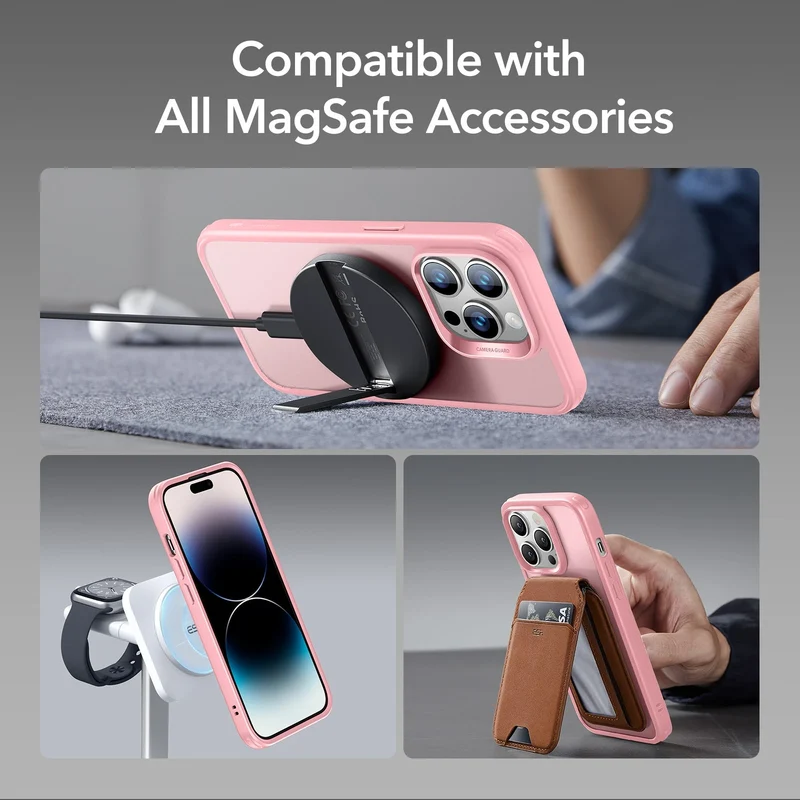 iPhone 14 Pro Max Classic Hybrid Case (HaloLock) - Frosted Pink