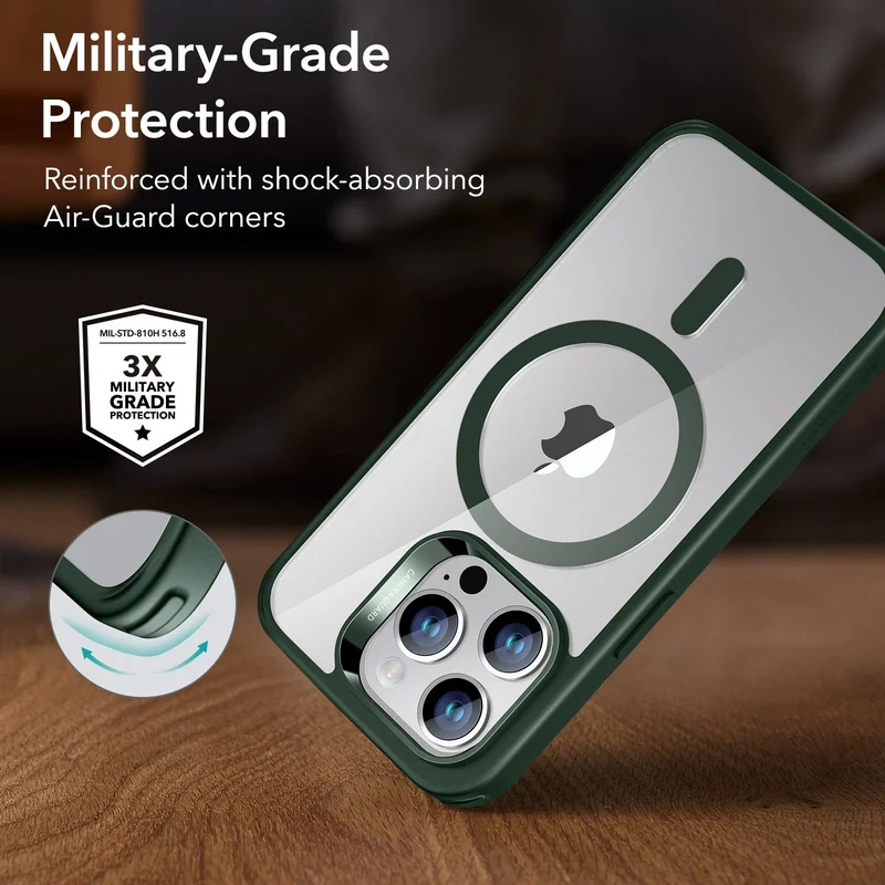 iPhone 14 Pro Classic Hybrid Case (HaloLock) - Clear Green