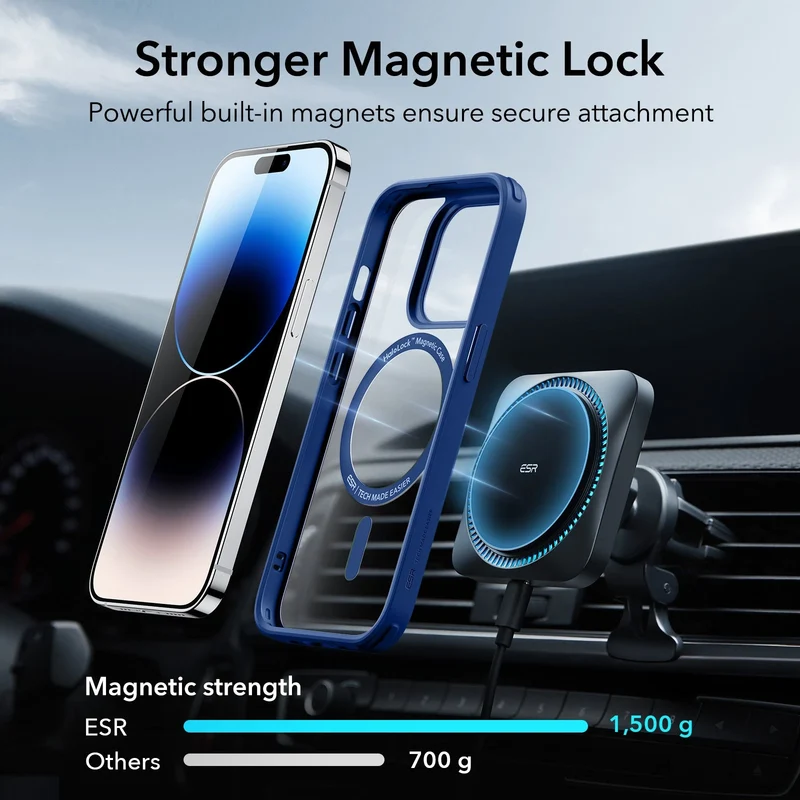 iPhone 14 Pro Classic Hybrid Case (HaloLock) - Clear Blue