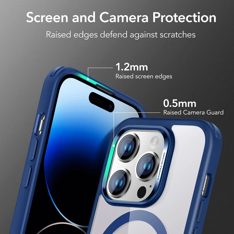 iPhone 14 Pro Classic Hybrid Case (HaloLock) - Clear Blue
