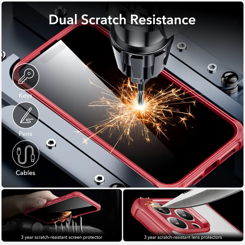 iPhone 14 Pro Max Armor Tough Case (HaloLock) - Clear Red