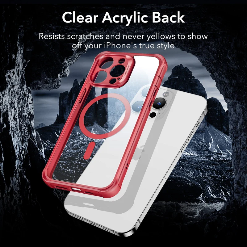 iPhone 14 Pro Max Armor Tough Case (HaloLock) - Clear Red