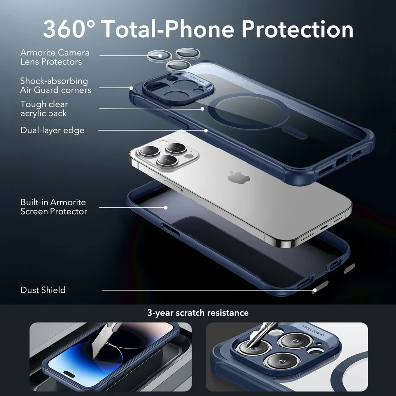 iPhone 14 Pro Max Armor Tough Case (HaloLock) - Clear Blue