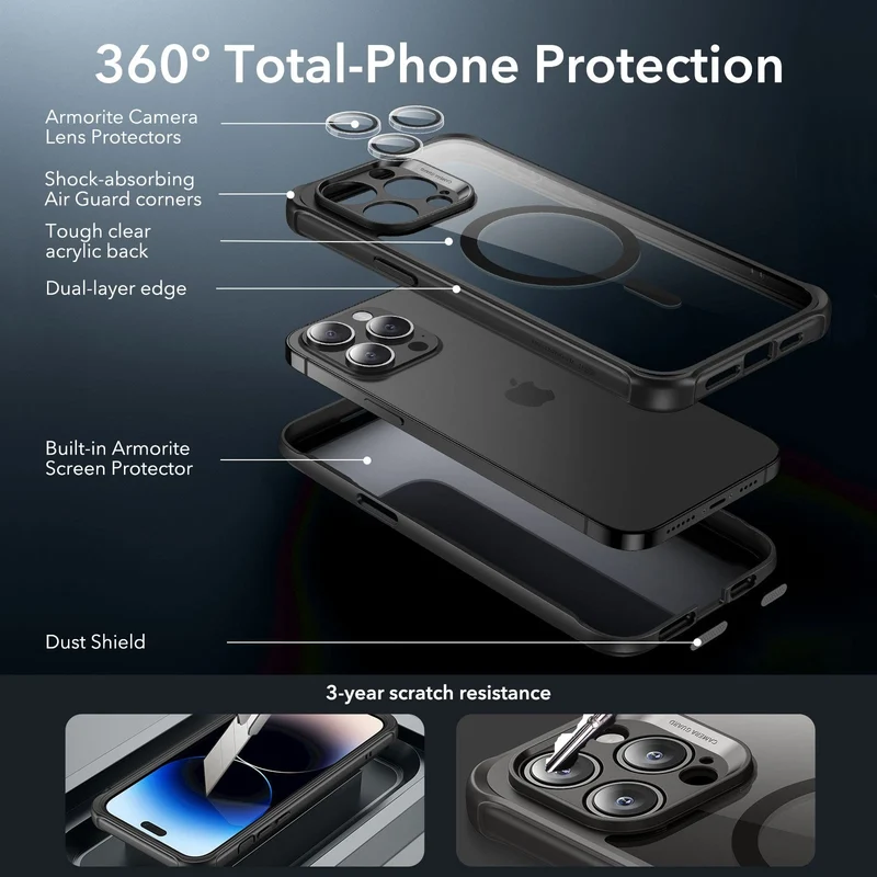 iPhone 14 Pro Max Armor Tough Case (HaloLock) - Clear Black