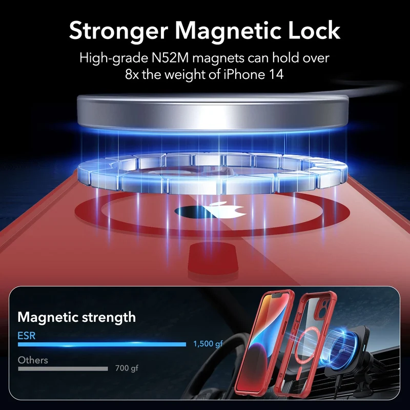 iPhone 14 Armor Tough Case (HaloLock) - Clear Red