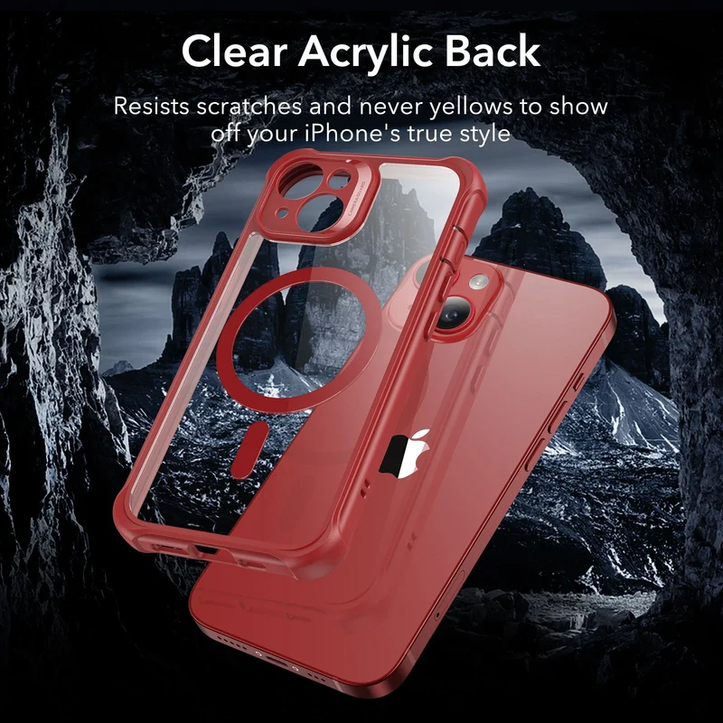 iPhone 14 Armor Tough Case (HaloLock) - Clear Red
