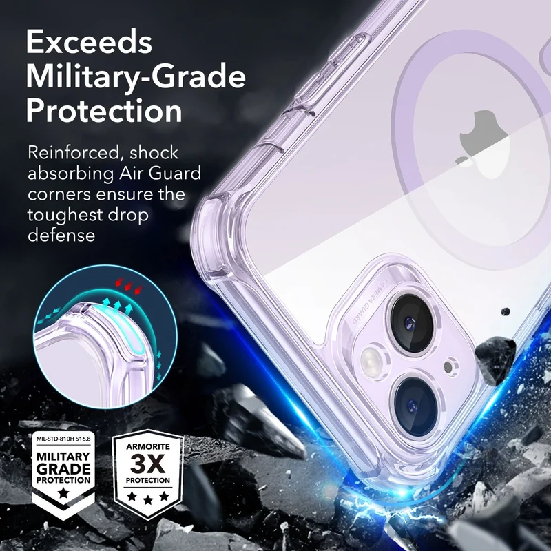 iPhone 14 Armor Tough Case (HaloLock) - Clear Purple