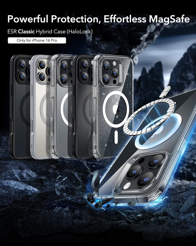 iPhone 16 Pro Classic Hybrid Case (HaloLock) - Clear