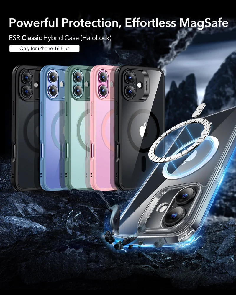 iPhone 16 Plus Classic Hybrid Case (HaloLock) - Frosted Black