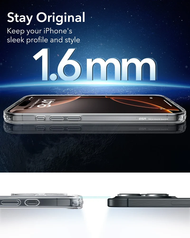 iPhone 16 Pro Max Classic Hybrid Case (HaloLock) - Clear Black