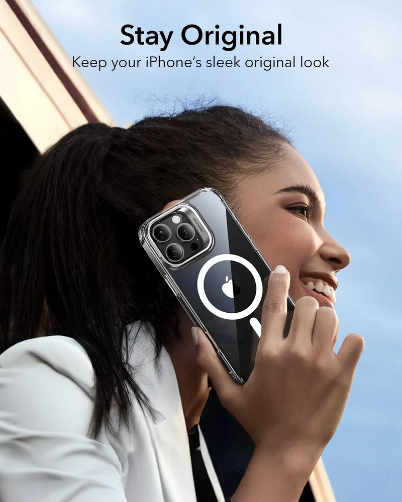 iPhone 16 Pro Classic Hybrid Case with Stash Stand (HaloLock) - Clear Black