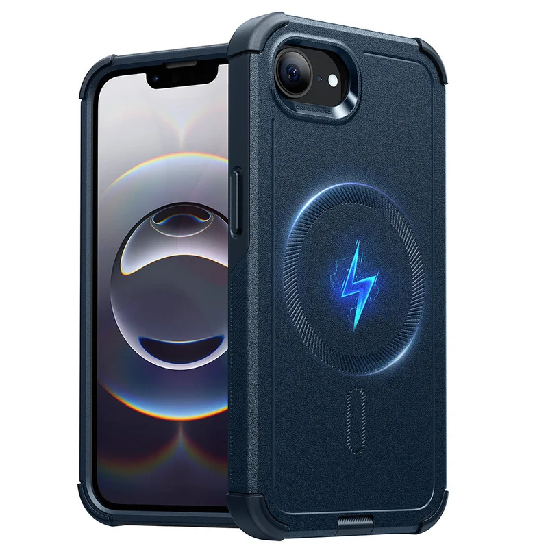 iPhone 16e HaloLock Cyber Tough Case - Dark Blue