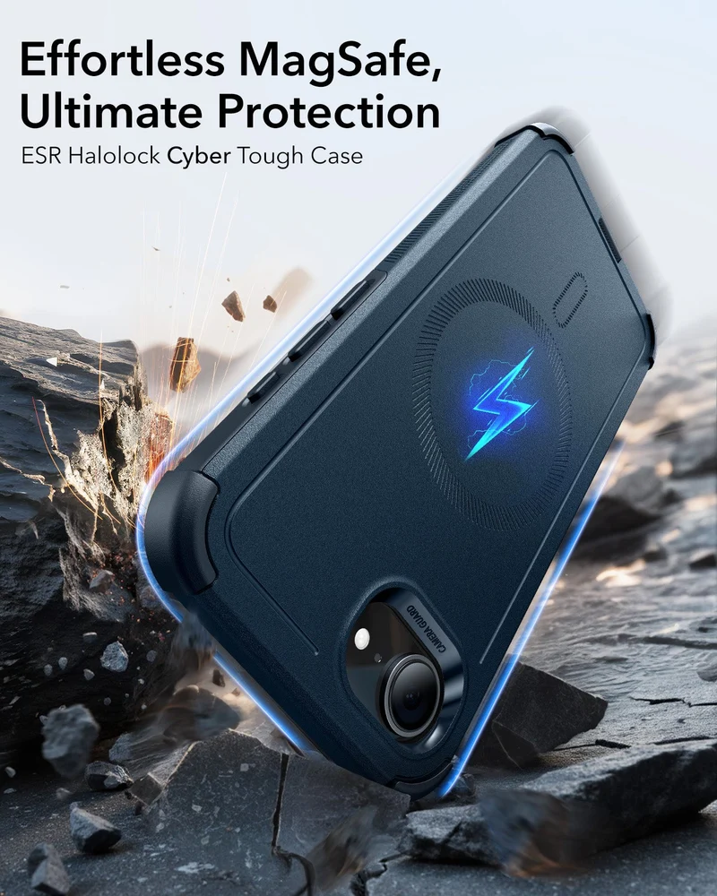 iPhone 16e HaloLock Cyber Tough Case - Dark Blue