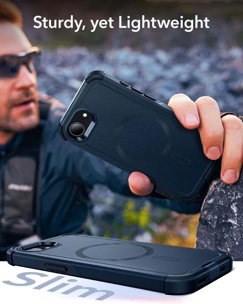 iPhone 16e HaloLock Cyber Tough Case - Dark Blue
