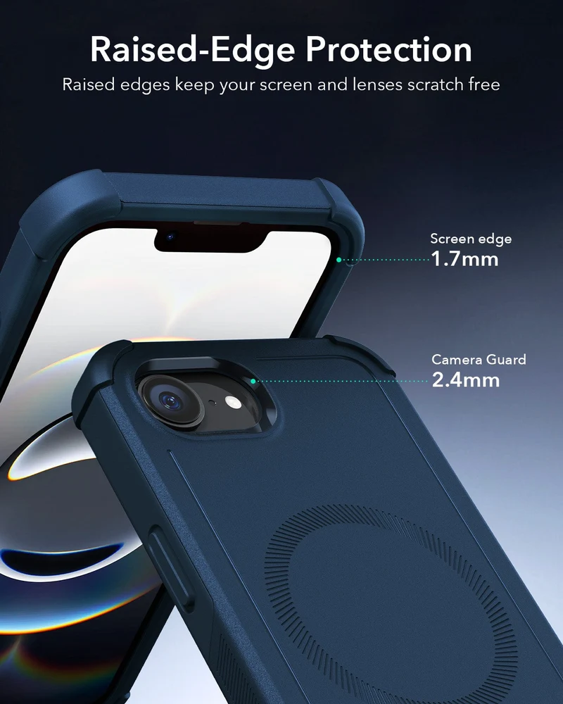 iPhone 16e HaloLock Cyber Tough Case - Dark Blue