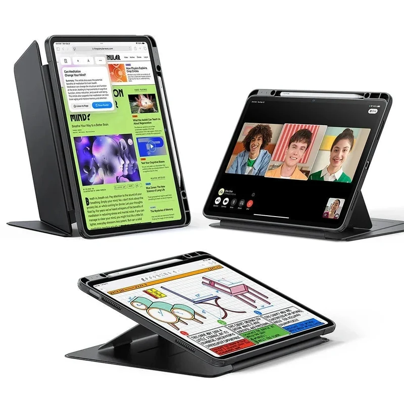 iPad Air 13" (2025) Flip Magnetic Case with Pencil Holder - Black