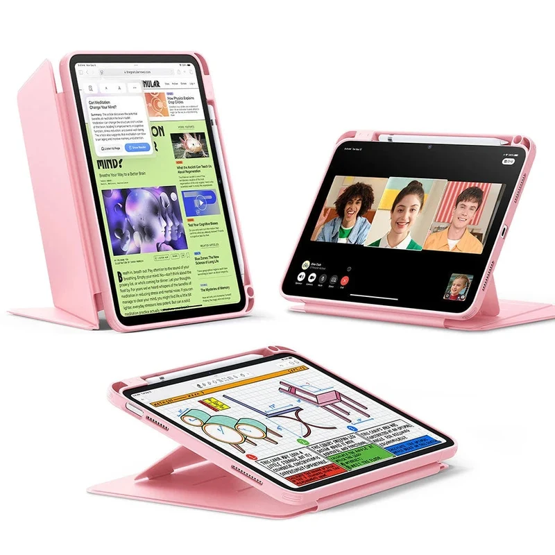 iPad 11" (A16, 2025) Flip Magnetic Case with Pencil Holder - Pink