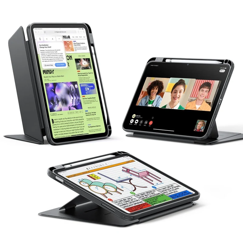 iPad 11" (A16, 2025) Flip Magnetic Case with Pencil Holder - Black