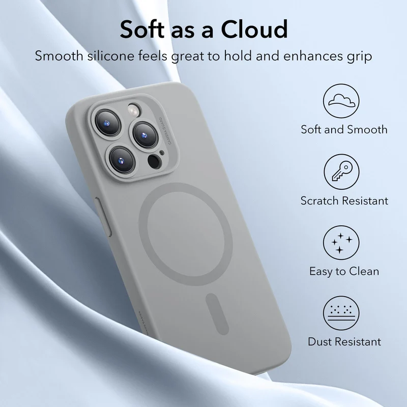 iPhone 15 Pro Cloud Soft Case (HaloLock) - Grey
