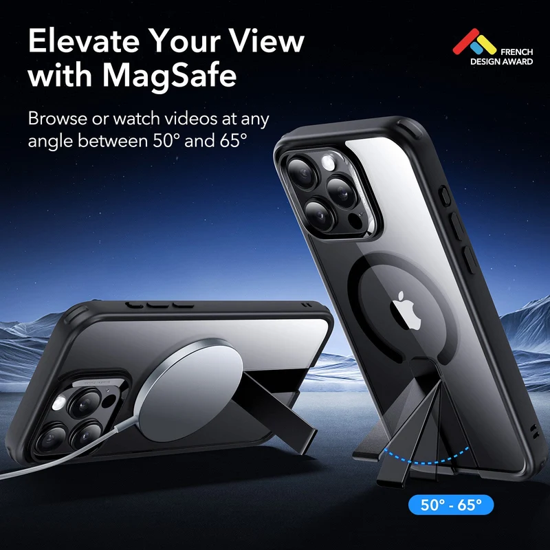 iPhone 15 Pro Boost Flickstand Case (HaloLock) - Clear Black