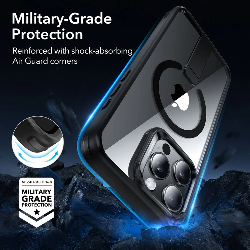 iPhone 15 Pro Boost Flickstand Case (HaloLock) - Clear Black