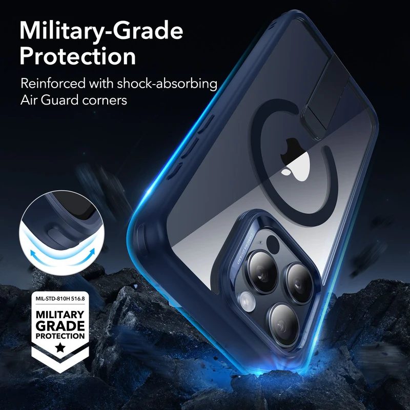 iPhone 15 Pro Boost Flickstand Case (HaloLock) - Clear Dark Blue
