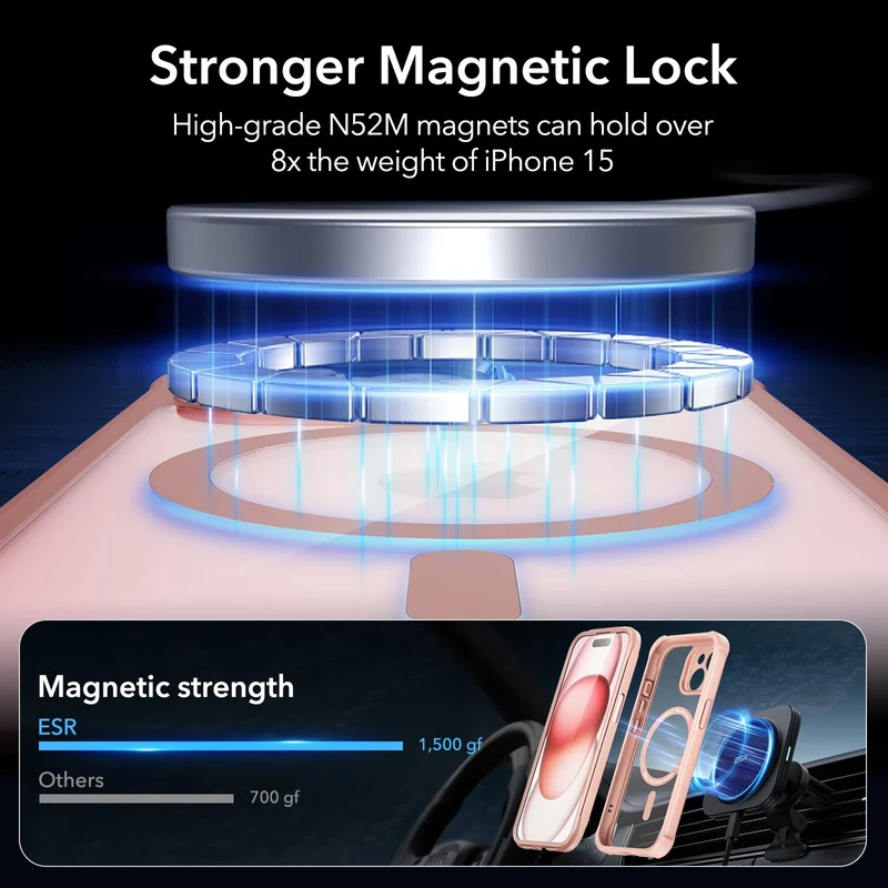 iPhone 15 Armor Tough Case (HaloLock) - Clear Pink