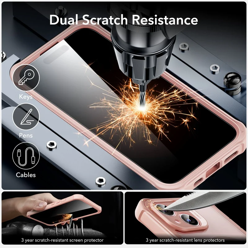 iPhone 15 Armor Tough Case (HaloLock) - Clear Pink