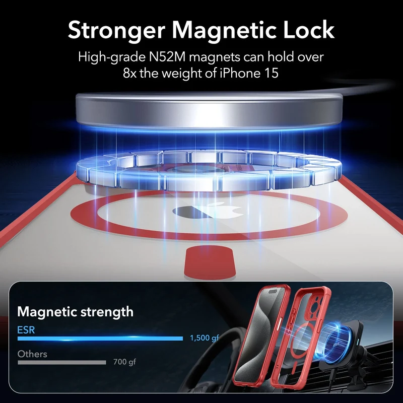 iPhone 15 Pro Max Armor Tough Case (HaloLock) - Clear Red
