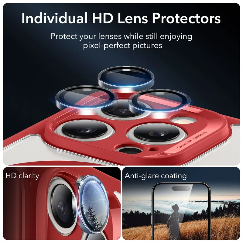 iPhone 15 Pro Max Armor Tough Case (HaloLock) - Clear Red