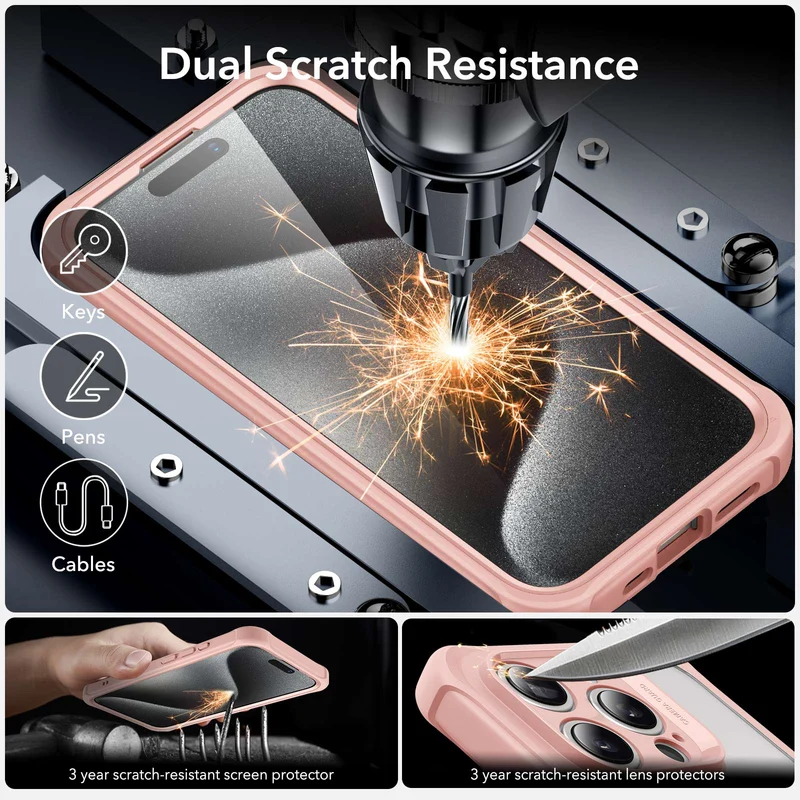 iPhone 15 Pro Max Armor Tough Case (HaloLock) - Clear Pink